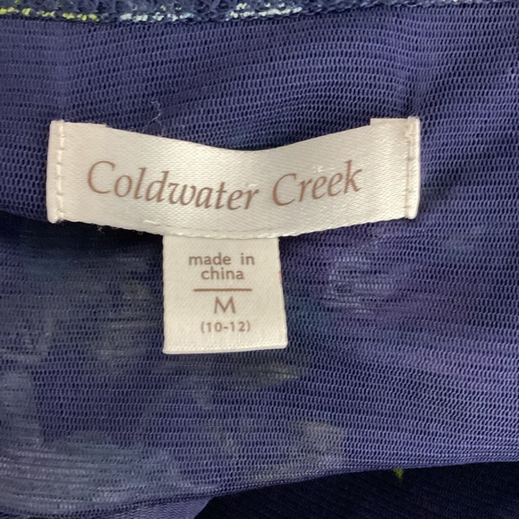 Coldwater Creek Navy Floral Faux Wrap Blouse 3/4 Sleeve Size M - Picture 6 of 7